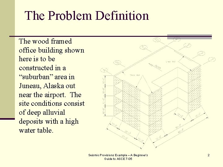 The Problem Definition The wood framed office building shown here is to be constructed