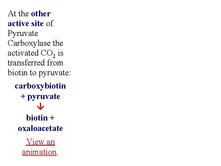 At the other active site of Pyruvate Carboxylase the activated CO 2 is transferred