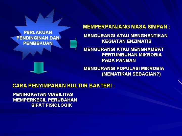 MEMPERPANJANG MASA SIMPAN : PERLAKUAN PENDINGINAN DAN PEMBEKUAN MENGURANGI ATAU MENGHENTIKAN KEGIATAN ENZIMATIS MENGURANGI