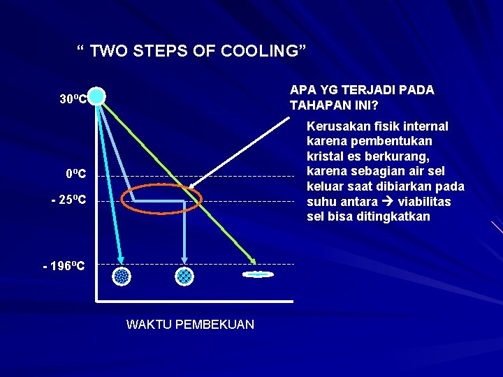 “ TWO STEPS OF COOLING” APA YG TERJADI PADA TAHAPAN INI? 30ºC Kerusakan fisik