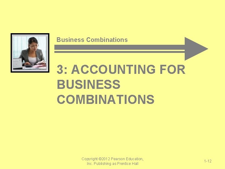 Business Combinations 3: ACCOUNTING FOR BUSINESS COMBINATIONS Copyright © 2012 Pearson Education, Inc. Publishing