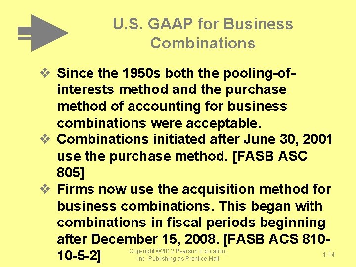 U. S. GAAP for Business Combinations v Since the 1950 s both the pooling-ofinterests