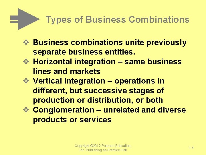 Types of Business Combinations v Business combinations unite previously separate business entities. v Horizontal