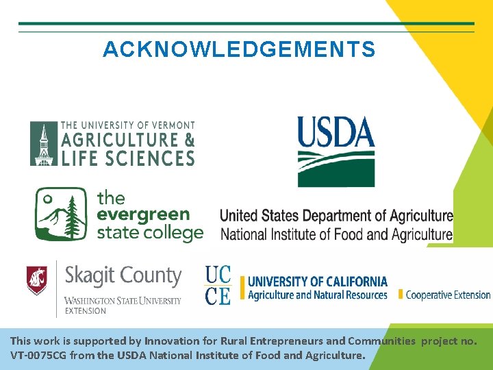 ACKNOWLEDGEMENTS This work is supported by Innovation for Rural Entrepreneurs and Communities project no.