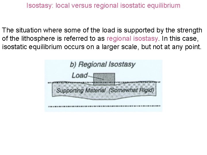 Isostasy: local versus regional isostatic equilibrium The situation where some of the load is