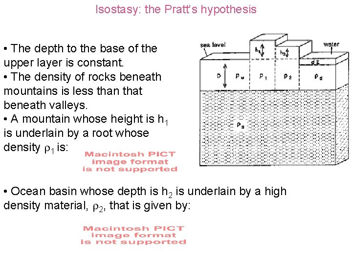 Isostasy: the Pratt’s hypothesis • The depth to the base of the upper layer