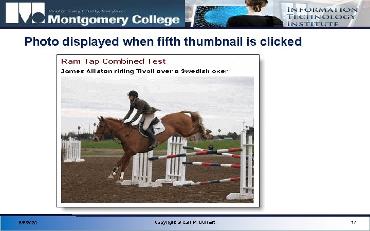 Photo displayed when fifth thumbnail is clicked 9/9/2020 Copyright © Carl M. Burnett 17