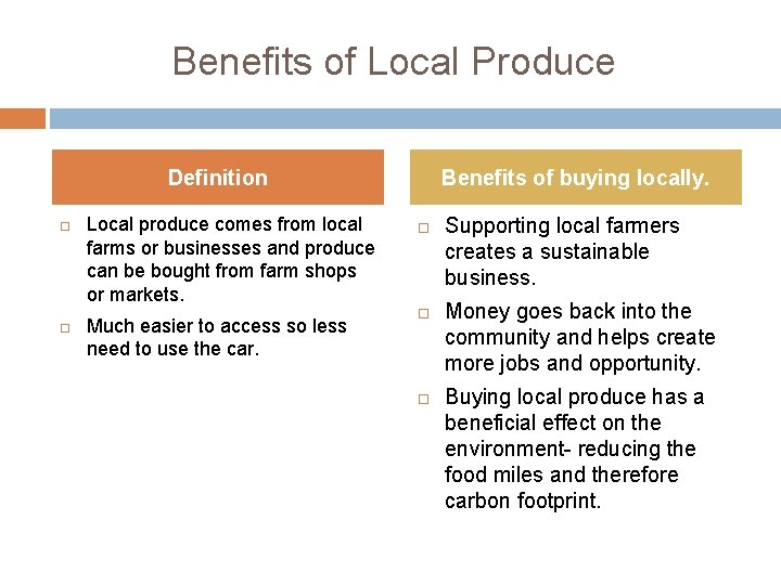 Benefits of Local Produce Definition Local produce comes from local farms or businesses and