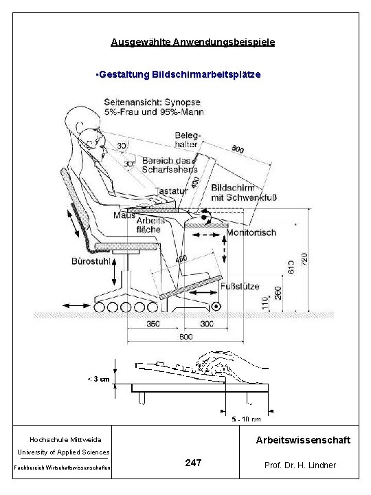 Ausgewählte Anwendungsbeispiele • Gestaltung Bildschirmarbeitsplätze Arbeitswissenschaft Hochschule Mittweida University of Applied Sciences Fachbereich Wirtschaftswissenschaften