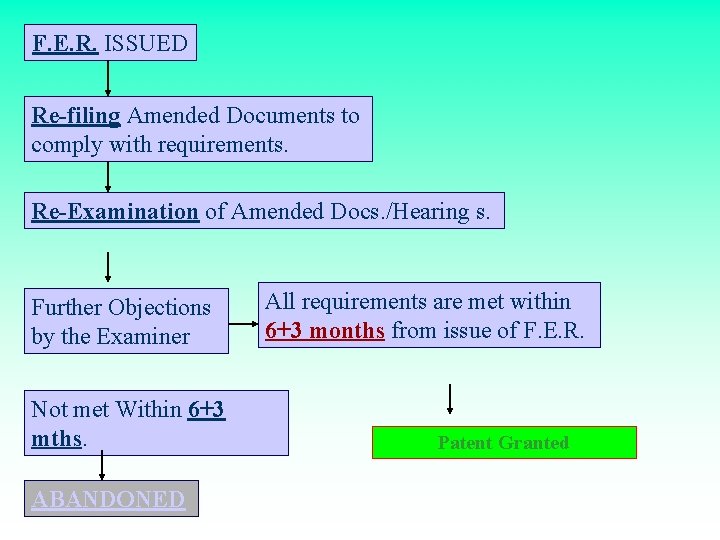 F. E. R. ISSUED Re-filing Amended Documents to comply with requirements. Re-Examination of Amended