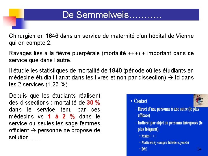 De Semmelweis………. . Chirurgien en 1846 dans un service de maternité d’un hôpital de