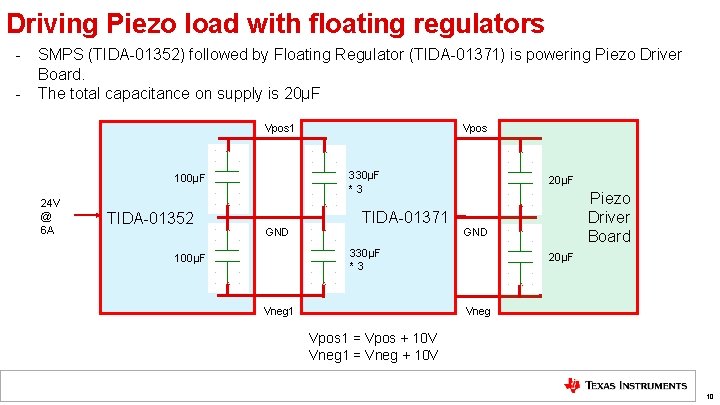 Driving Piezo load with floating regulators - SMPS (TIDA-01352) followed by Floating Regulator (TIDA-01371)