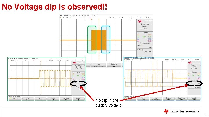 No Voltage dip is observed!! No dip in the supply voltage 12 