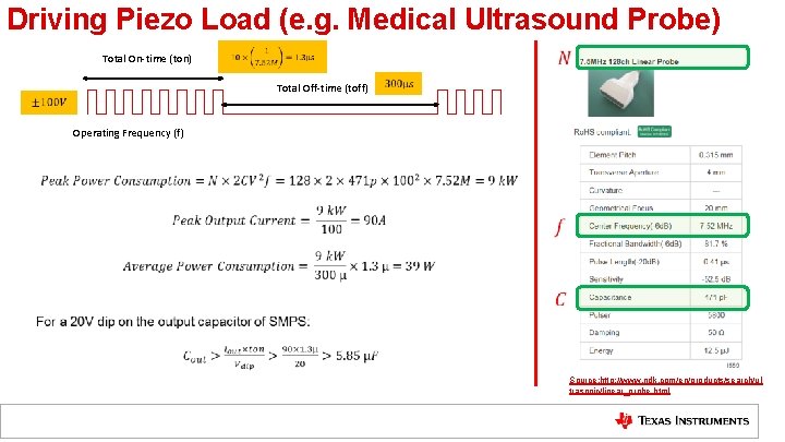 Driving Piezo Load (e. g. Medical Ultrasound Probe) Total On-time (ton) Total Off-time (toff)