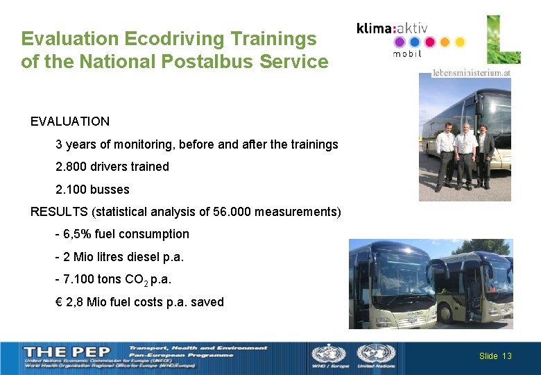 Evaluation Ecodriving Trainings of the National Postalbus Service EVALUATION 3 years of monitoring, before