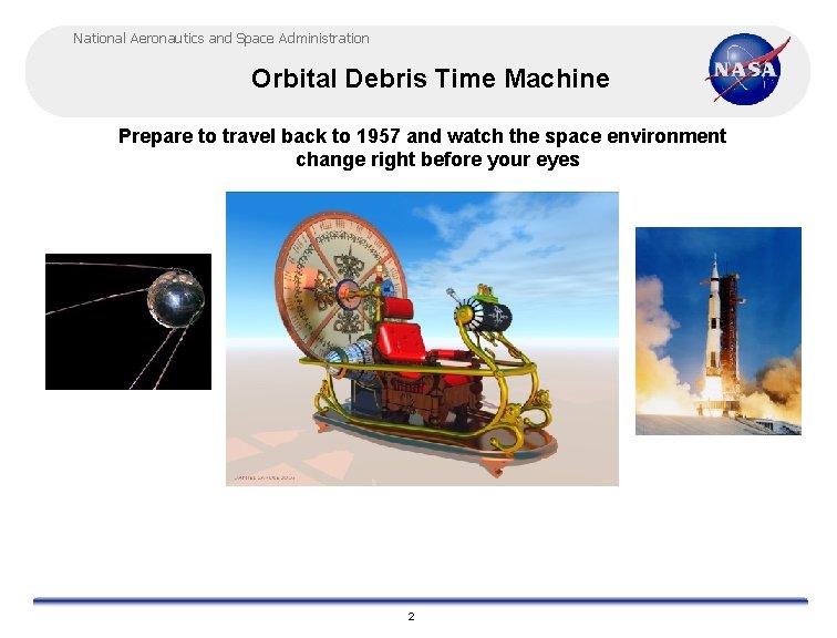 National Aeronautics and Space Administration Orbital Debris Time Machine Prepare to travel back to