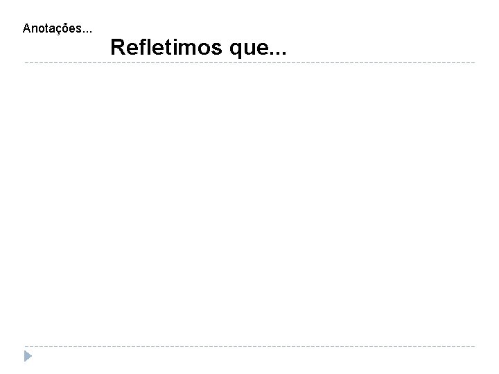 Anotações. . . Refletimos que. . . 
