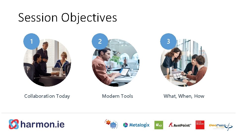 Session Objectives 1 Collaboration Today 2 Modern Tools 3 What, When, How 