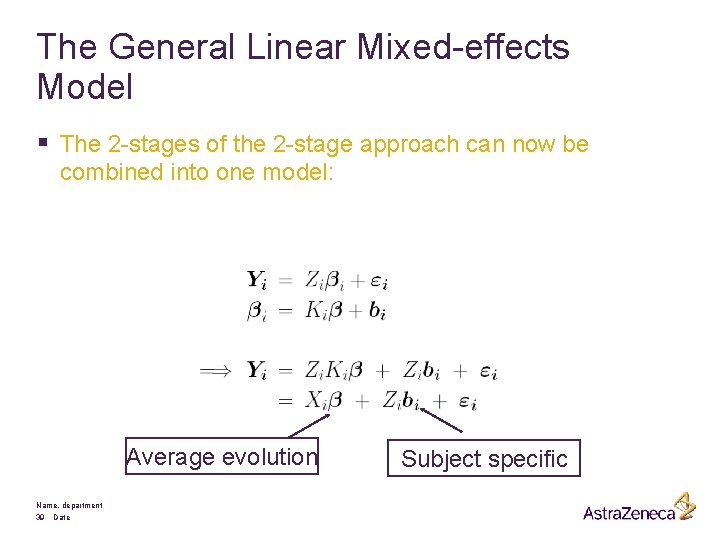 The General Linear Mixed-effects Model § The 2 -stages of the 2 -stage approach