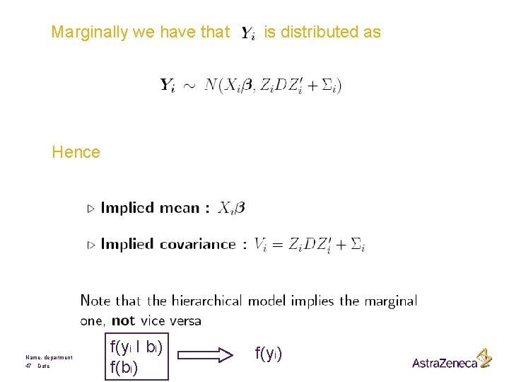 Marginally we have that is distributed as Hence Name, department 47 Date f(yi I