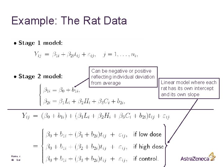 Example: The Rat Data Can be negative or positive reflecting individual deviation from average