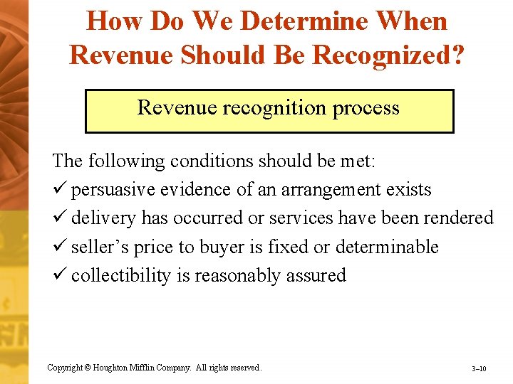 How Do We Determine When Revenue Should Be Recognized? Revenue recognition process The following