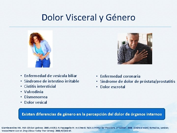 Dolor Visceral y Género • • • Enfermedad de vesícula biliar Síndrome de intestino