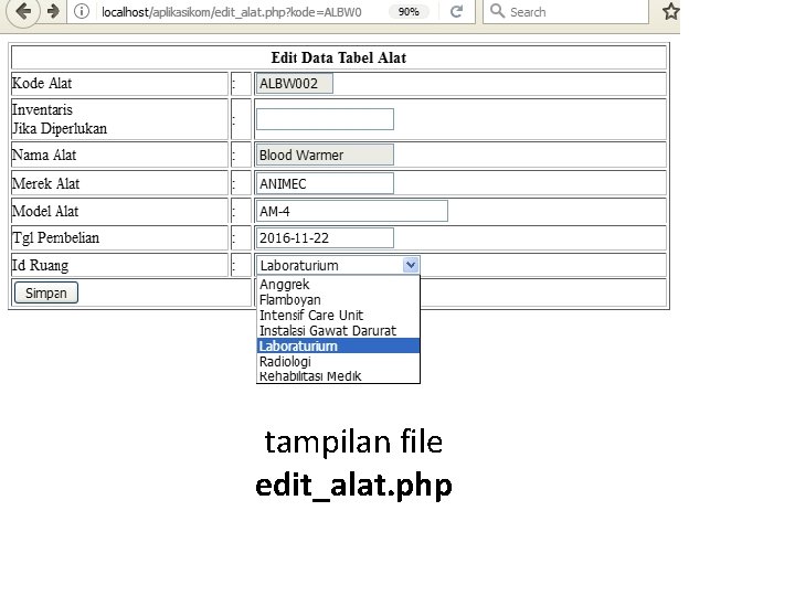 tampilan file edit_alat. php 