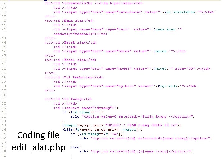 Coding file edit_alat. php 
