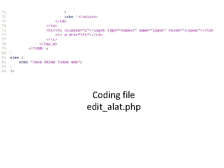 Coding file edit_alat. php 