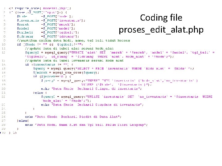 Coding file proses_edit_alat. php 