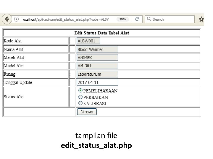 tampilan file edit_status_alat. php 