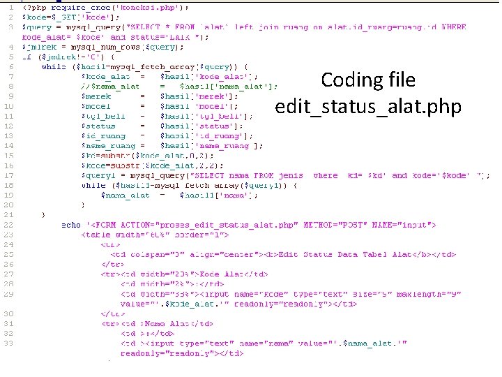 Coding file edit_status_alat. php 