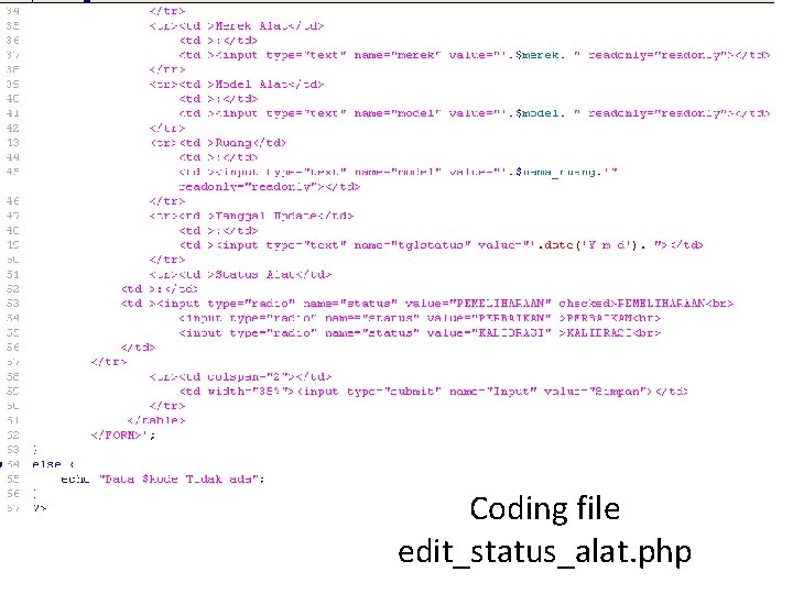 Coding file edit_status_alat. php 