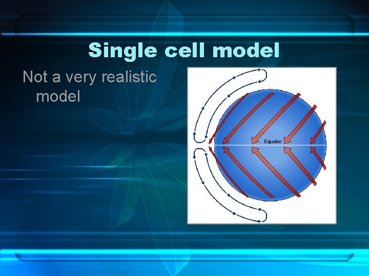 Single cell model Not a very realistic model 