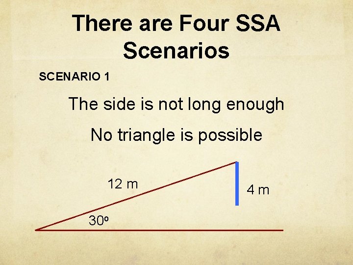 There are Four SSA Scenarios SCENARIO 1 The side is not long enough No