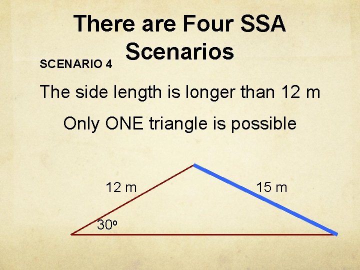 There are Four SSA Scenarios SCENARIO 4 The side length is longer than 12