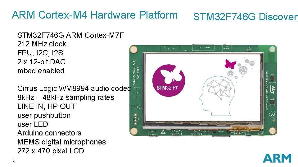 ARM Cortex-M 4 Hardware Platform STM 32 F 746 G ARM Cortex-M 7 F