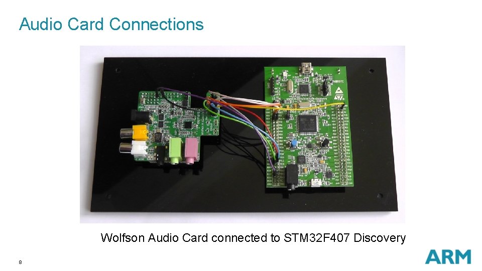 Audio Card Connections Wolfson Audio Card connected to STM 32 F 407 Discovery 8