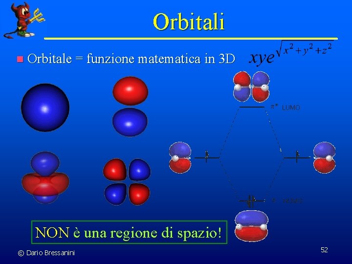 Orbitali n Orbitale = funzione matematica in 3 D NON è una regione di