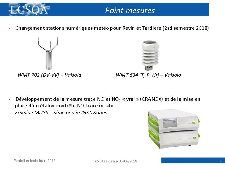 Point mesures - Changement stations numériques météo pour Revin et Tardière (2 sd semestre