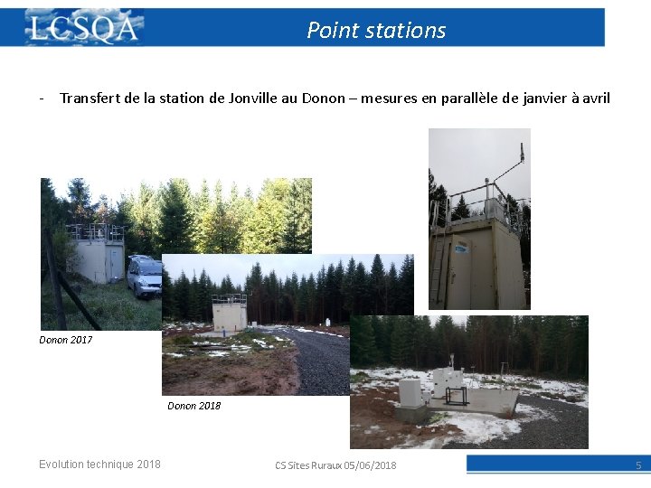 Point stations - Transfert de la station de Jonville au Donon – mesures en