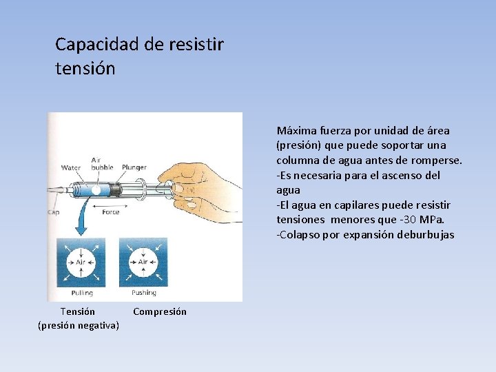 Capacidad de resistir tensión Máxima fuerza por unidad de área (presión) que puede soportar