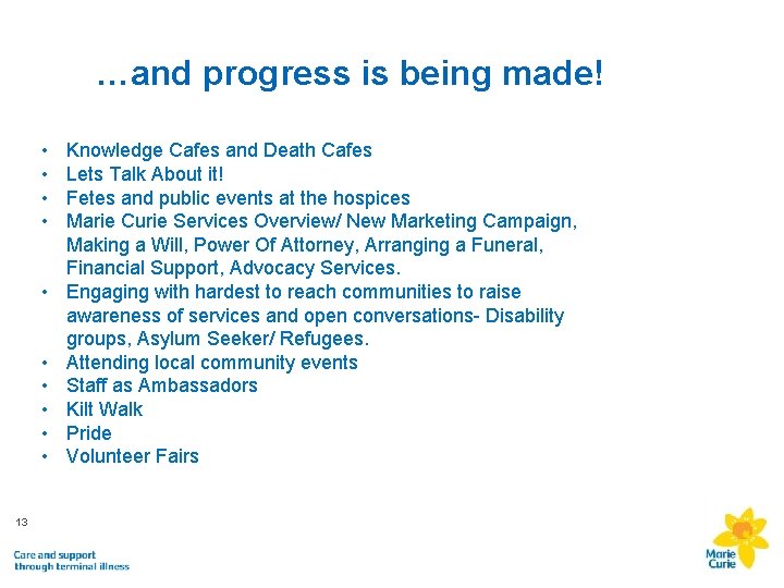 …and progress is being made! • • • 13 Knowledge Cafes and Death Cafes