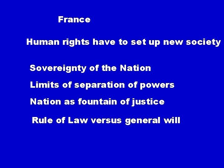 France Human rights have to set up new society Sovereignty of the Nation Limits