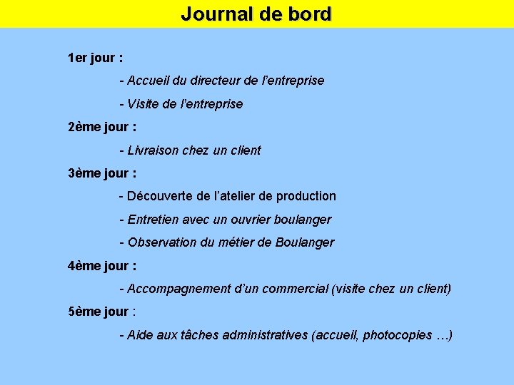 Journal de bord 1 er jour : - Accueil du directeur de l’entreprise -