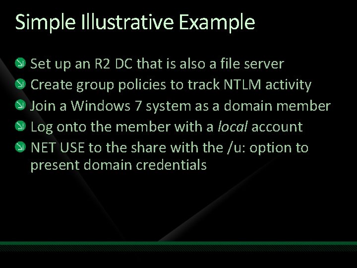 Simple Illustrative Example Set up an R 2 DC that is also a file