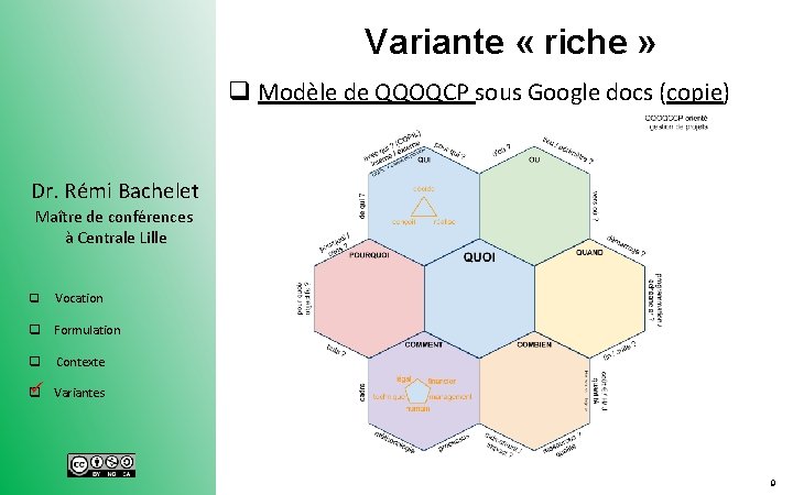 Variante « riche » q Modèle de QQOQCP sous Google docs (copie) Dr. Rémi