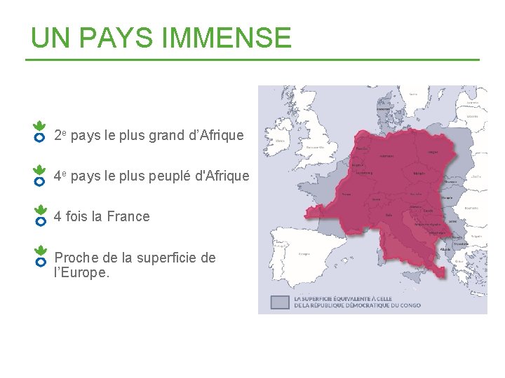 UN PAYS IMMENSE 2 e pays le plus grand d’Afrique 4 e pays le