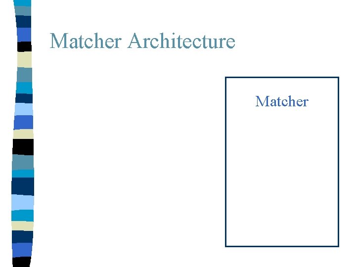 Matcher Architecture Matcher 